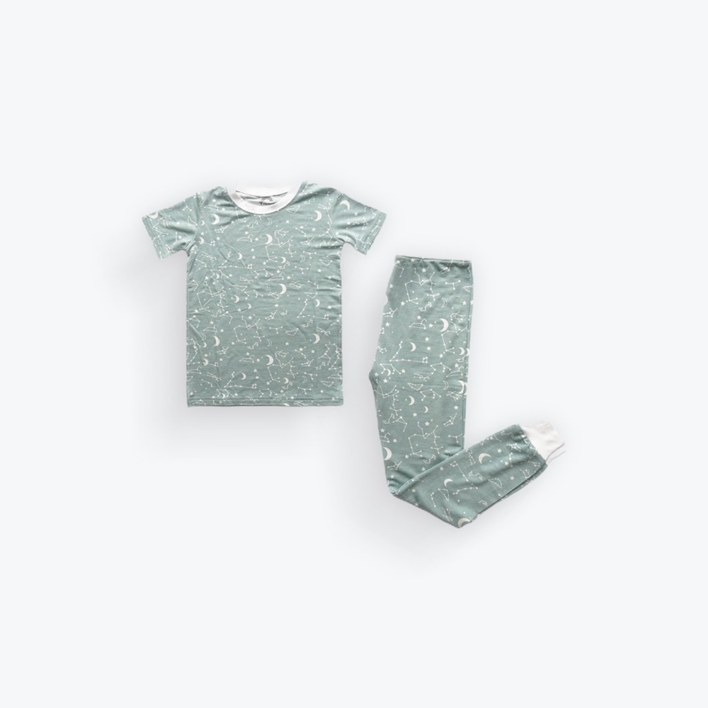 Dusty Blue Star Bamboo Kids PJ Set